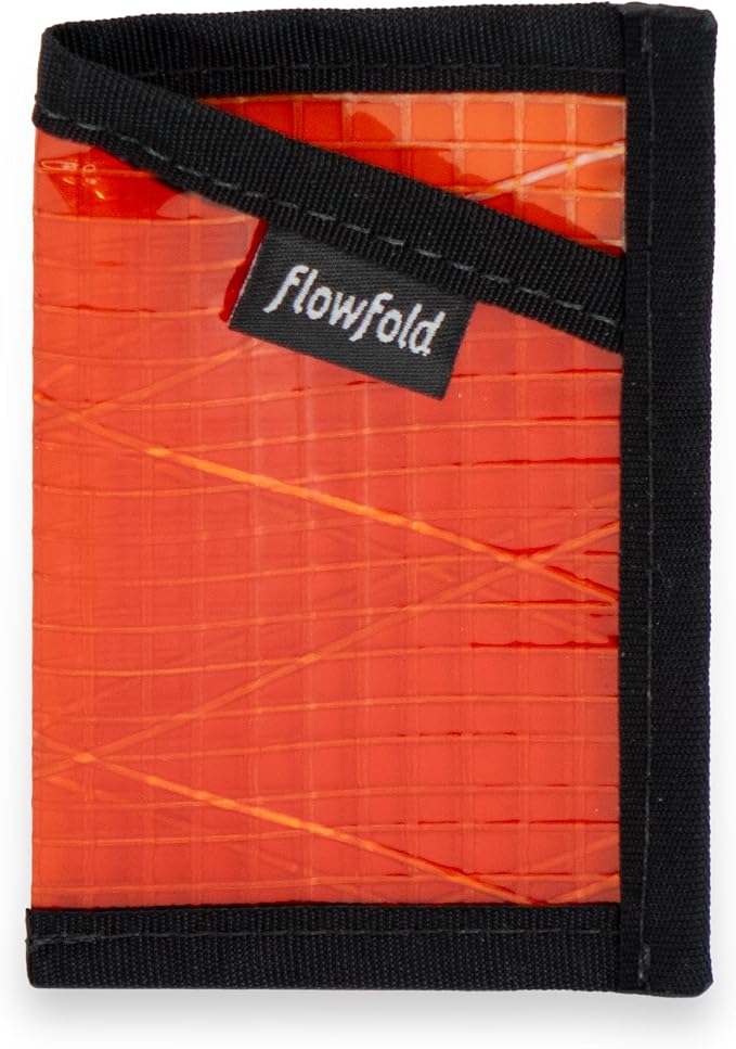 Flowfold Recycled Sailcloth Minimalist Card Holder Wallet | Slim and Durable with Cash pocket and Credit Card Slot | Minimalist Wallet Made in USA Holds 6-8 Cards