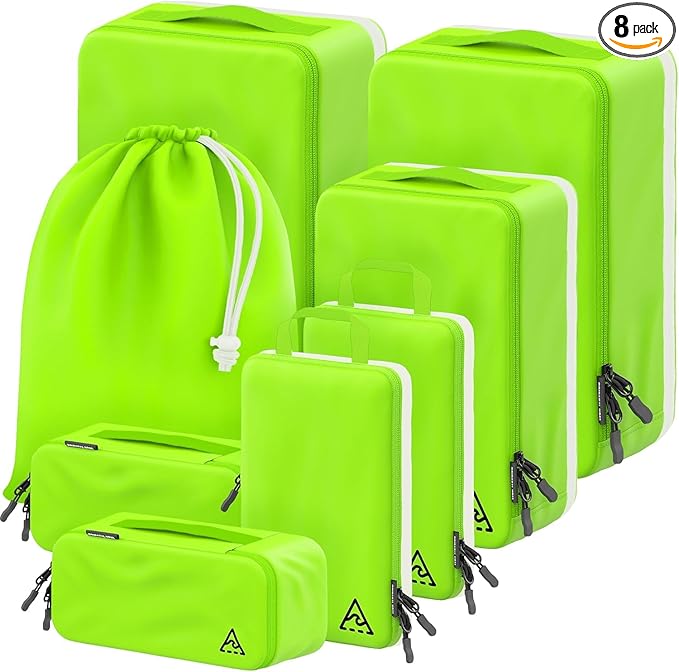 8-Piece Luxury Compression Packing Cubes & Bags for Travel – Maximize Space in Luggage with HybridMax Double-Capacity Design, 50 Luggage Tags, Deluxe Set, Lifetime Satisfaction Suitcase Organizer Bags