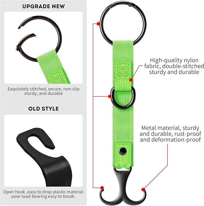 IronSeals 2 Pack Headrest Hooks for Car Seat, Heavy Duty Metal Utility Seat Hooks for Car Seat Organizer, Car Clips for Hanging Bag, Purse