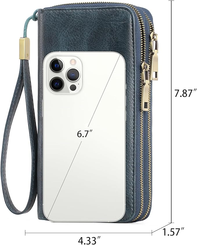 GAEKEAO Wallet for Women Clutch RFID Blocking Wristlet Leather Purse Large Capacity Credit Card Holder with Grip Hand Strap