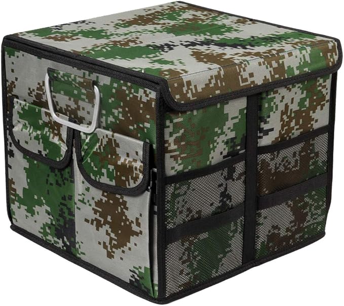 Car Trunk Organizer Collapsible Portable Multi Compartments Organizer with Non Slip Straps for SUV Truck Auto Vehicle Car Auto Minivan (Small covered, Camouflage)
