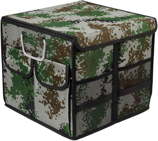 Car Trunk Organizer Collapsible Portable Multi Compartments Organizer with Non Slip Straps for SUV Truck Auto Vehicle Car Auto Minivan (Small covered, Camouflage)