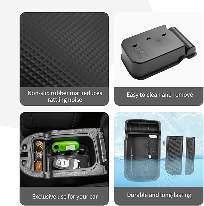 CDEFG Center Console Accessory Organizer Compatible with 2017 2018 2019 2020 2021 Compass, ABS Material Armrest Box Insert Tray Glove Secondary Storage Box (Black)