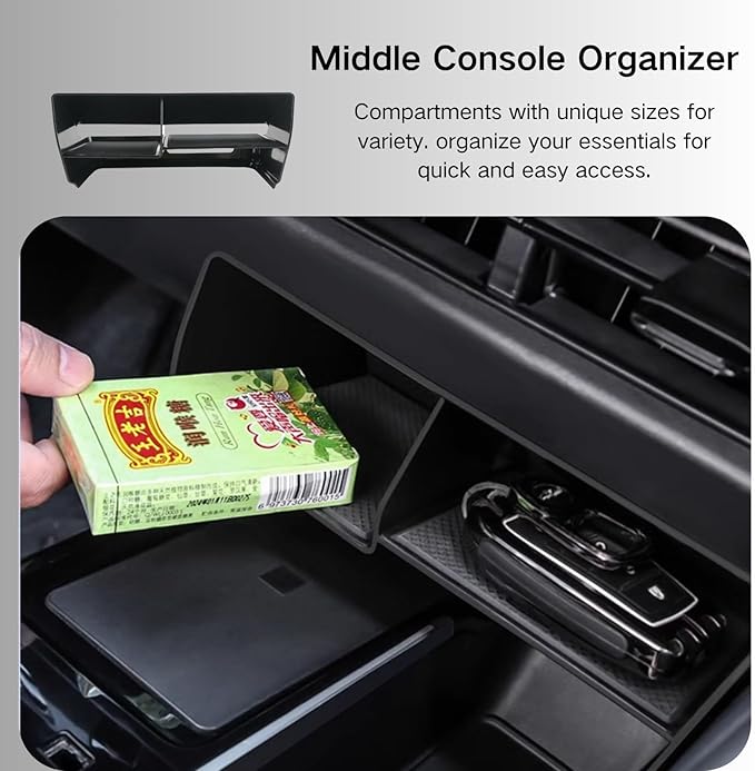 2PCS Centre Console Organizer Compatible with 2025 2026 Toyota Camry 9th Gen Accessories Armrest Storage Tray Interior Insert and Under Screen Storage Box