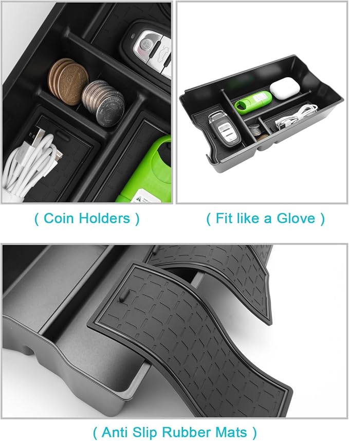CDEFG 2Pcs for 2026 Toyota RAV4 Center Console Organizer for 2026 Toyota RAV4/ 2026 Toyota RAV4 Hybrid Accessories Middle Console Organizer Armrest Storage Box & Cup Holder