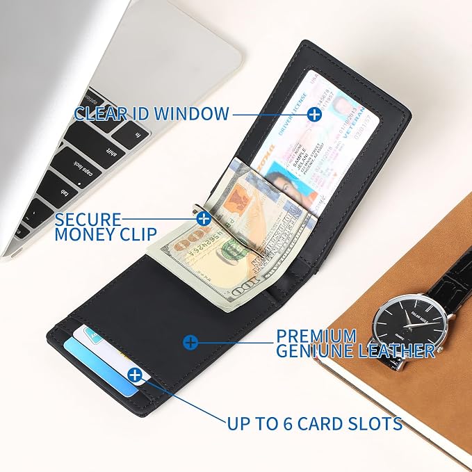 FALAN MULE Wallets for Men RFID Blocking Genuine Leather Bifold Minimalist Front Pocket Mens Wallet