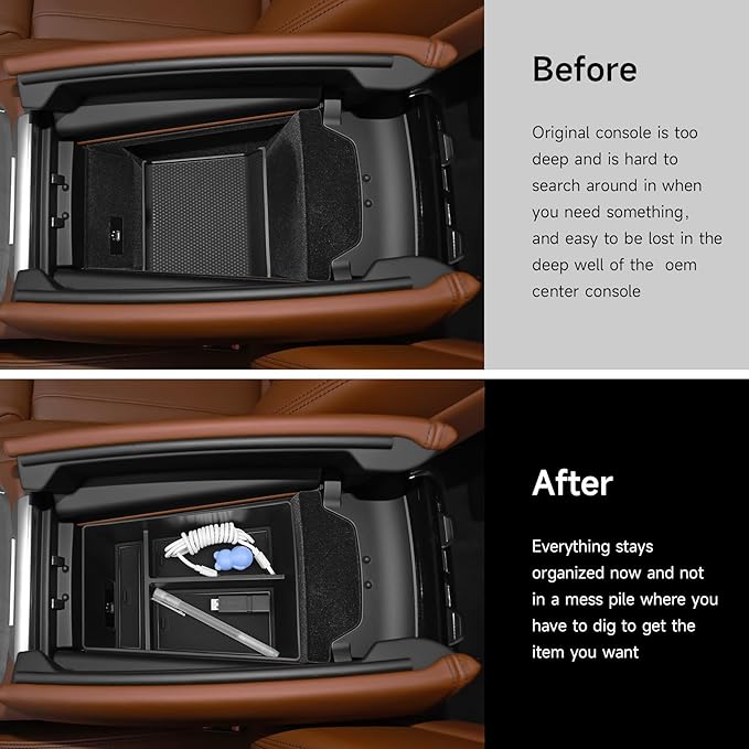 Center Console Organizer Tray Compatible with BMW 2019-2025 2026 X5 G05 / X7 G07 & 2020-2025 2026 X6 G06 Accessories Armrest Storage Box ABS Console Insert Tray Container