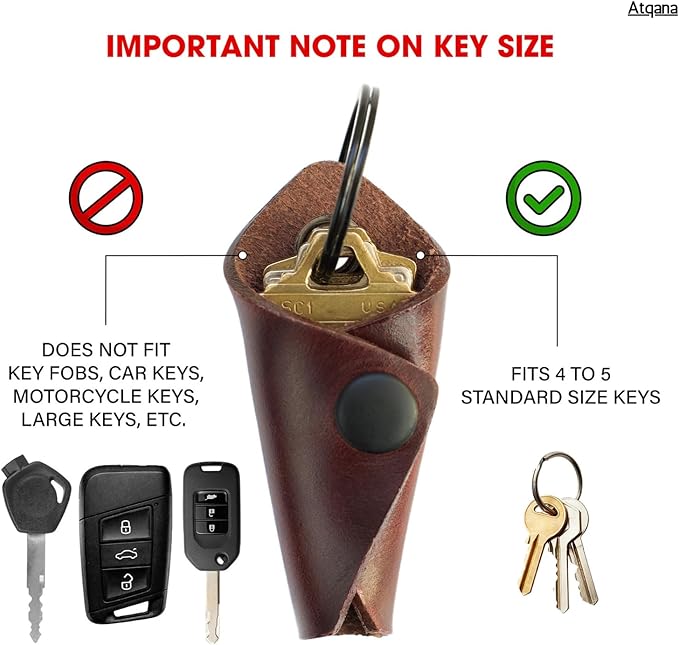 Leather Key Wrap Cover (Premium Leather) - Key Organizer | Motorcycle Keychain Wrap (Extra Dark Brown)