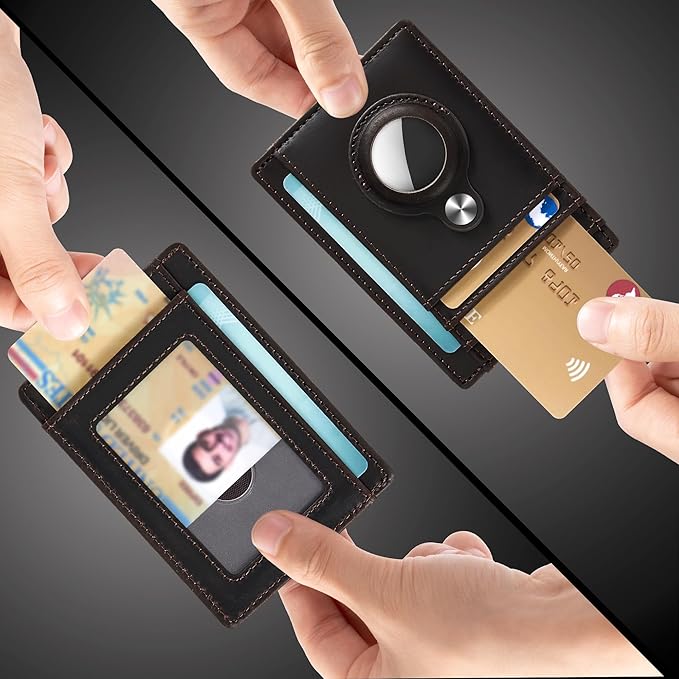 Hawanik Slim Minimalist Front Pocket Air Tag Wallet, RFID Blocking Card Holder Wallet with Airtag Holder
