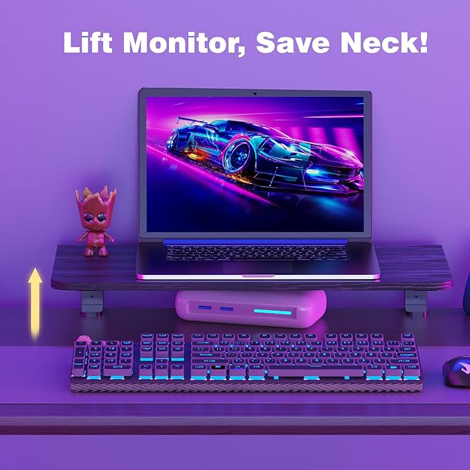 Desk Extender, 22-inch Clamp-On Desk Shelf, Height-Adjustable Desktop Shelf Organizer for Monitors Office and Gaming Accessories, Arm Support Table Extension, 44lbs Heavy Duty, Black