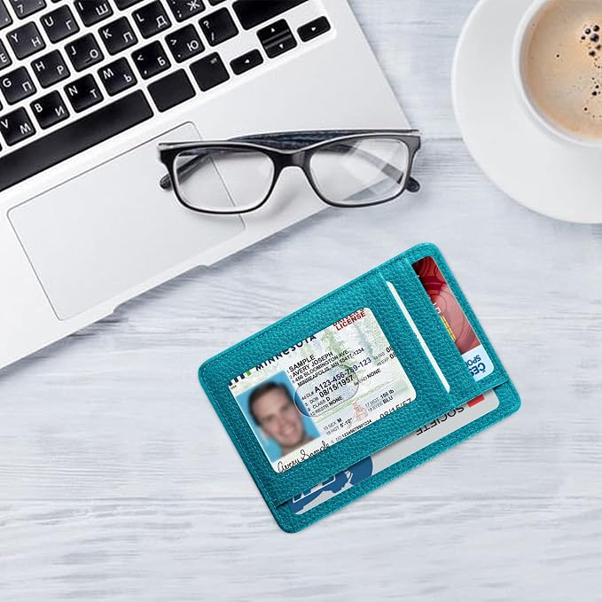 FINTIE Slim Minimalist Front Pocket Wallet, RFID Blocking Credit Card Holder Card Cases with ID Window for Men Women (Legacy Teal)