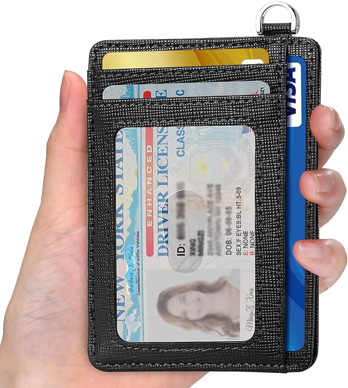 EcoVision Slim Minimalist Front Pocket Wallet, RFID Blocking Credit Card Holder Wallet with Detachable D-Shackle for Men Women