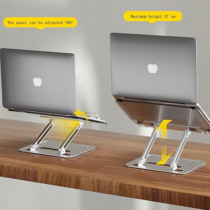 Adjustable Desktop Book Stand, Aluminum Reading Document Holder with Foldable Base, Book Holder, Foldable Desktop Riser for Laptop, Recipe, Textbook (Black)