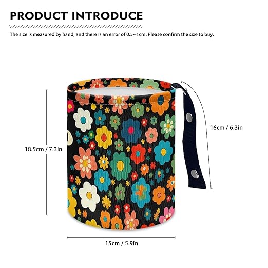 Black Cat Florals Car Trash Can Collapsible Auto Trash Bin Multipurpose Rubbish Holder Christmas Decoration for Front Seat, Back Seat, Floor, Headrest