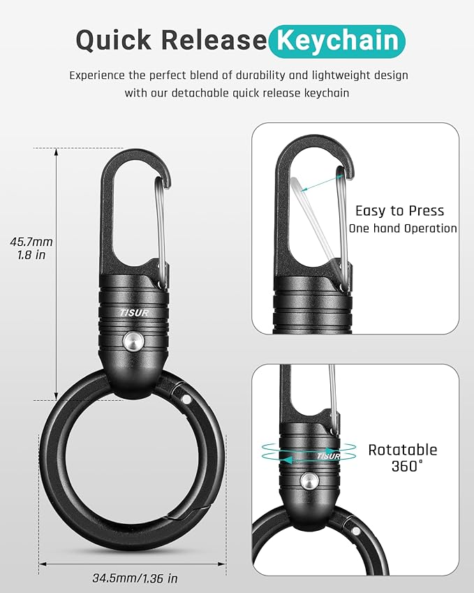 TISUR Magnetic Quick Release Keychain Clip, Small Carabiner Clip Holder,Detachable Key Chain hook with Snap Key Ring for Car