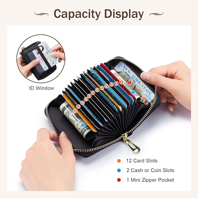 imeetu Rfid Credit Card Holder,Genuine Leather Businese Card Case,Rfid Blocking Wallet for Women & Men