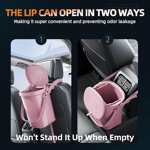 2 Gallon Silicon Car Trash Can with Lid - 100% Leak-Proof Trash Bin, Waterproof Garbage Can, Gifts for Men and Women