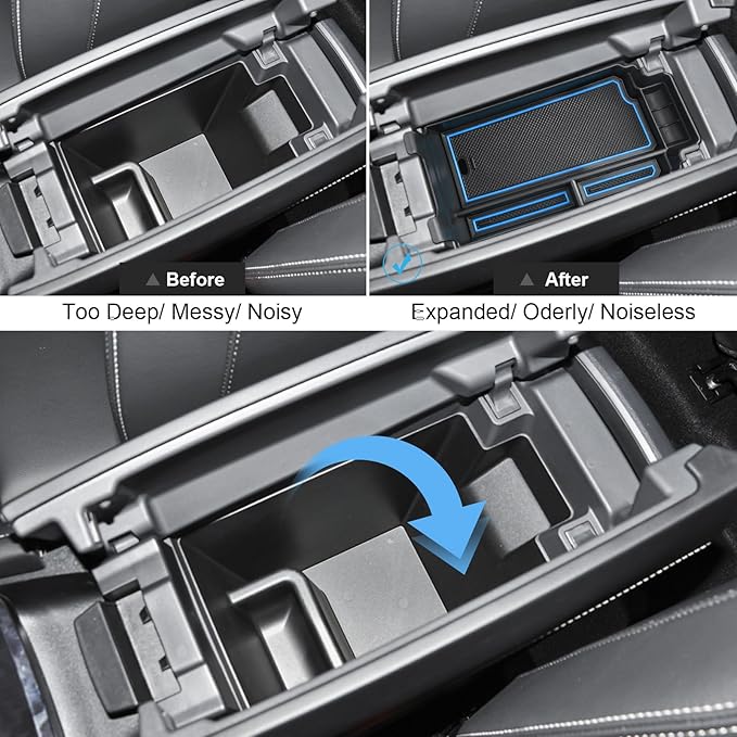 2021-2025 2026 Rogue Center Console Organizer for Nissan Rogue (S/SV/SL/Platinum/Rock Creek/Dark Armor), Durable ABS&Anti-Slip Rubber Console Tray Insert 2026 2025 Rogue Accessories (Blue)