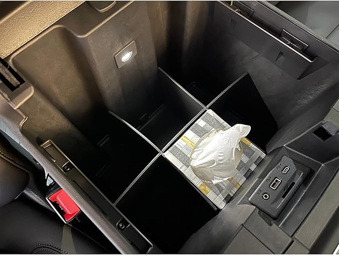 TACOBRO Center Console Organizer Dividers for 2019-2022 GMC Sierra/Chevy Silverado 1500 Accessories /2020-2023 Chevy Silverado/GMC Sierra 2500HD/3500HD, Fit Full Console w/Bucket Seats Only