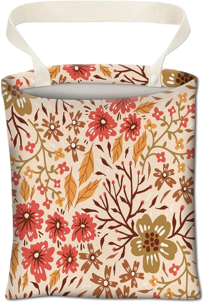 Car Trash Can, Cute Car Trash Bag, Hanging Car Organizer and Storage Bag, Trash Bin for Car Accessories, Vehicle, Travelling, Camping Boho Floral