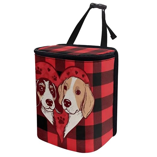 Talayituse Dog Paw Scottish Tartan Print Car Trash Can with Lid, Leak Proof Auto Trash Bag Hanging Vehicle Garbage Can Multipurpose Storage Container for Back Seat Road Trip