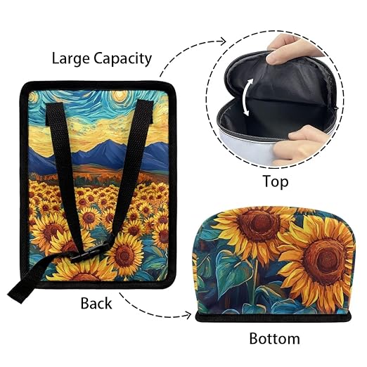 Sunflowers Pattern Car Trash Can with Lid Car Trash Bag Bin Hanging Waterproof Garbage Cans Leak Proof Vehicle Trash Can Multipurpose Storage Container for Back Seat Road