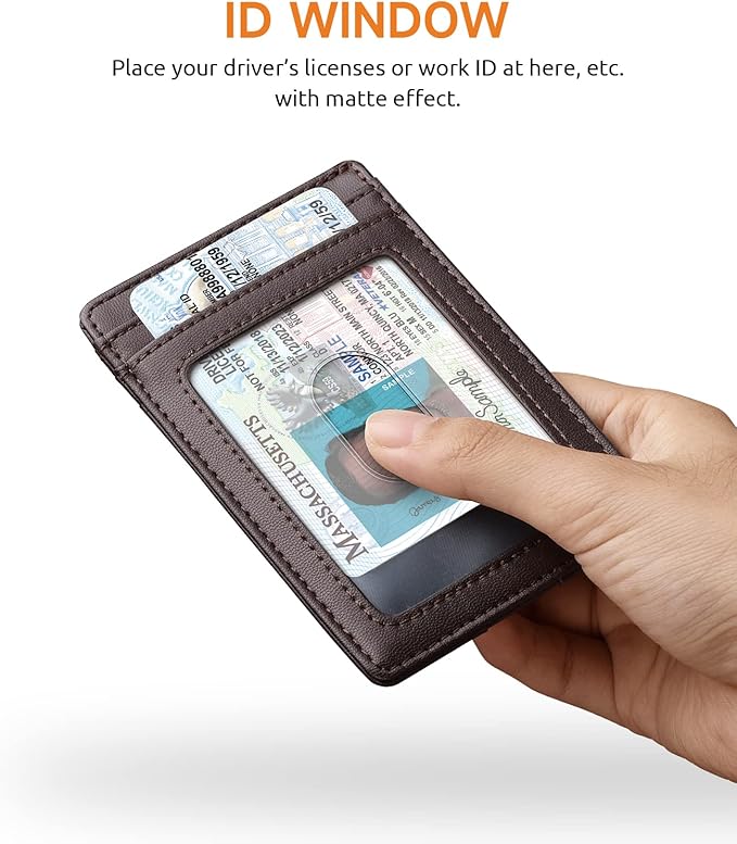 Buffway Mens Slim Wallet, Minimalist Thin Front Pocket Leather Credit Card Holder with RFID Blocking for Work Travel | Minimalist, Thin, Front Pocket, Credit Card Holder, RFID Blocking, for Work Travel