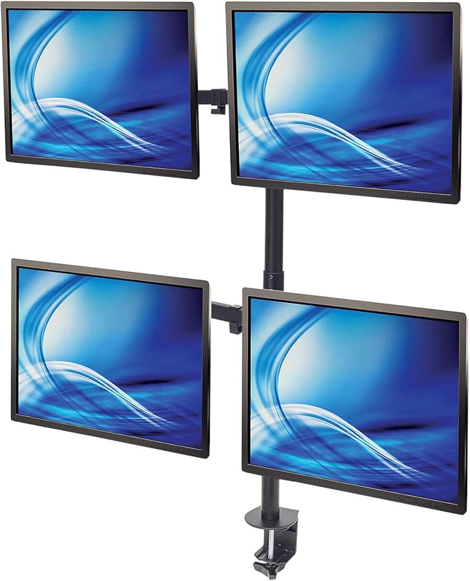 Universal Four Monitor Mount with Double-Link Swing Arms Holds Four 13" to 32" LCD Monitors up to 8 Kg (17 lbs.), Black 461566