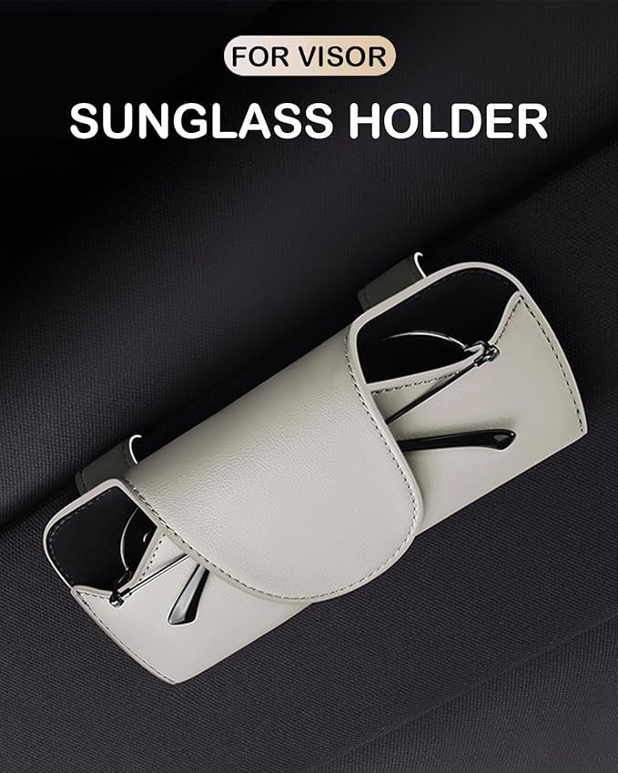 Magnetic Sunglass Holder for Car Visor Clip, Visor Accessories Eyeglasses Holder, Leather Glasses Storage Case
