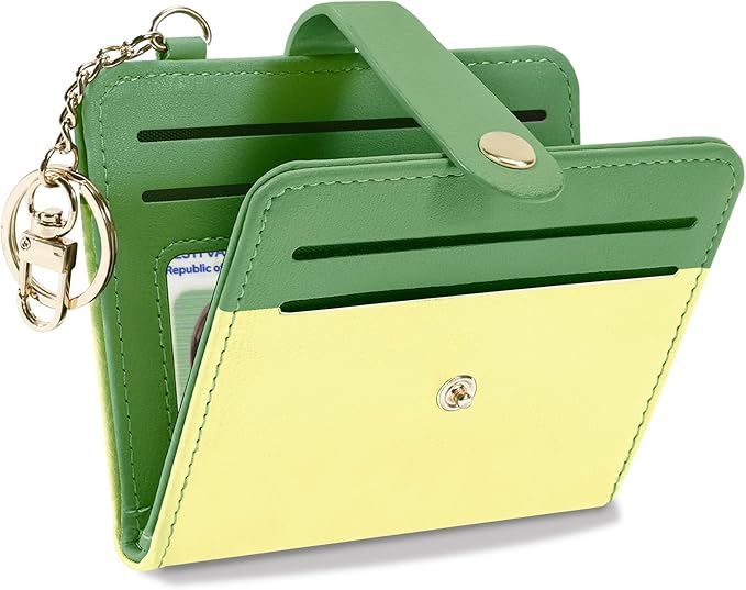 Airkit Small Wallets Woman RFID Blocking Leather Credit Card Holder - with ID Window - Card Wallets for Women - with Zipper Coin Purse - Keychain Wallet