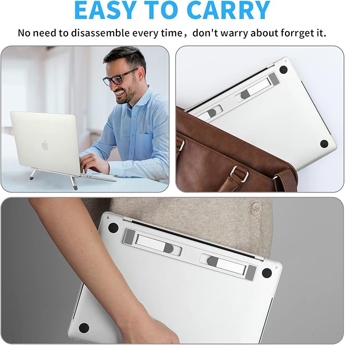 Riser for Desk,Pop up Laptop Stand,Adjustable Height Self-Adhesive Portable Laptop Stand with Feet, Extend Leg,Foldable Computer Stand for 10??17??Models MacBook Air, Keyboard etc.
