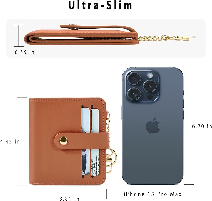 Airkit Small Wallets Woman RFID Blocking Leather Credit Card Holder - with ID Window - Card Wallets for Women - with Zipper Coin Purse - Keychain Wallet