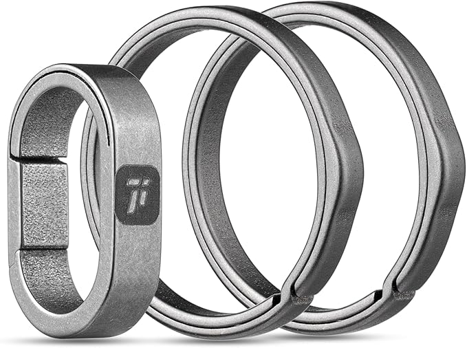 FEGVE Key Ring, Titanium Side Pushing Key Rings Keychain Rings Small Split Keyrings for Men