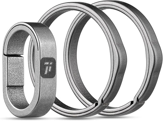 FEGVE Key Ring, Titanium Side Pushing Key Rings Keychain Rings Small Split Keyrings for Men