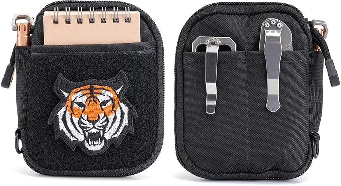 Sayram EDC Pouch, Pocket Organizer, Mighty Pouch for Men, EDC Bags with Patches, Small Tool Pouch with D-Ring