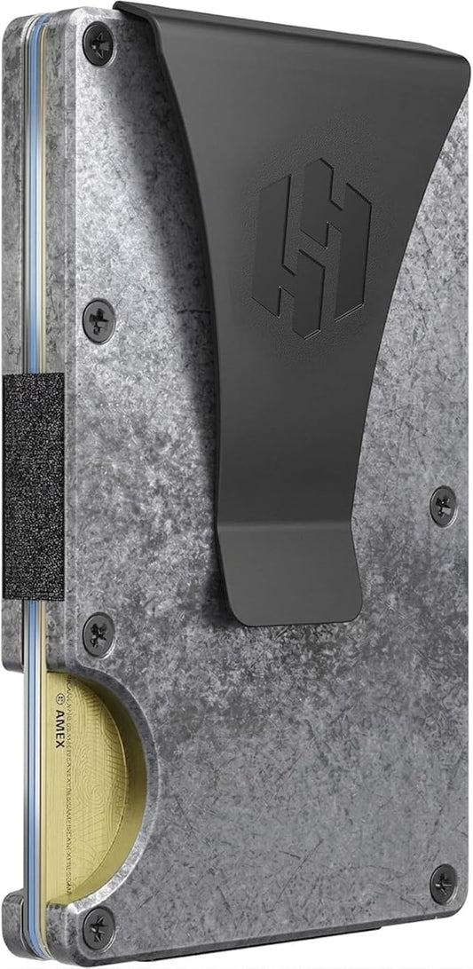 Hayvenhurst Wallet for Men - Slim RFID Blocking Metal Wallet with Money Clip, Minimalist Front Pocket Credit Card Holder, Small Mens Wallet