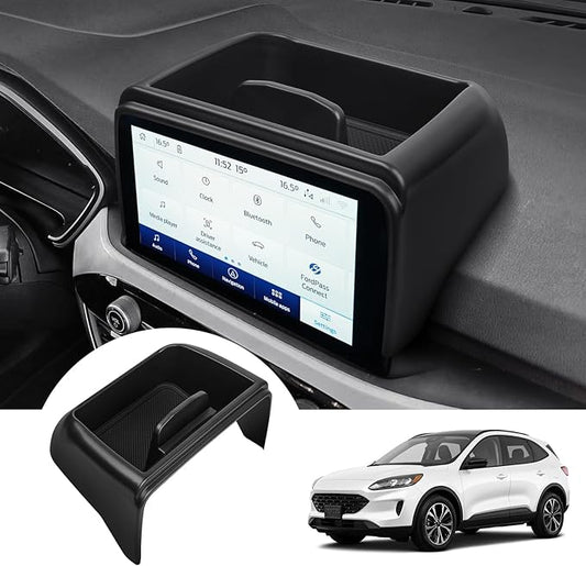 Autorder Center Console Dash Organizer for 2020-2025 2026 Ford Escape Accessories 8-inch Dashboard Insert Tray with Cellphone Holder Storage Box with Anti-Slip Mat(Not fit 13.2-Screen)