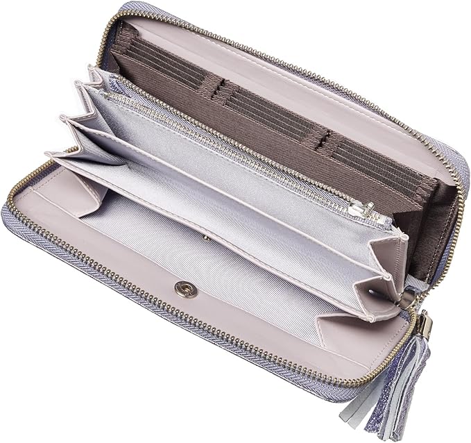 VOICE Align type Long wallet Leather made by NEW LIFE in Italy Cowhide ART.Chic Women's Elegant and easy to use Vertical card case In gift box (Purple)