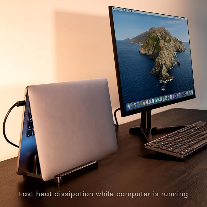 EAXBUX 4 in 1 Vertical Laptop Stand Holder,Adjustable ABS Plastic Desktop Notebook Dock,Vertical Laptop Stand Space-Saving for All MacBook/Surface/Samsung/HP/Dell/Chrome Book
