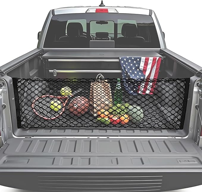 BAILALIBO Cargo Net Stretchable, Adjustable Trunk Net for SUV, Pickup and Trucks, Small Automotive Elastic Storage With Hook, Car Organizer (53x18 Inch)