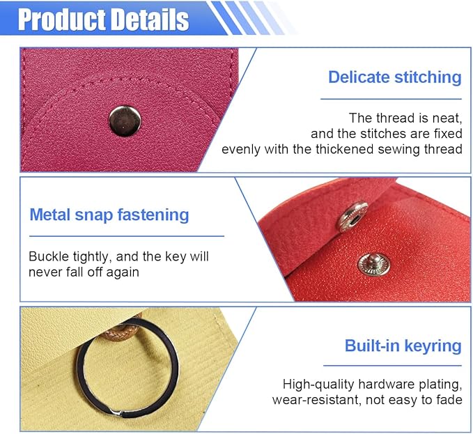 KITUREK 8PCS Pull Out Car Key Case, PU Leather Keychain Protective Bags, Large-Capacity Key Case Holder, Creative Key Case Cover for Halloween Christmas Presents (Closed)