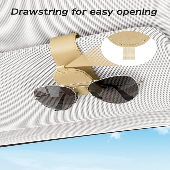 Sotfamily Sunglass Holder for Car Visor, Suede Cloth Magnetic Sunglass Organizer for Car Accessories, 2 Packs, Beige