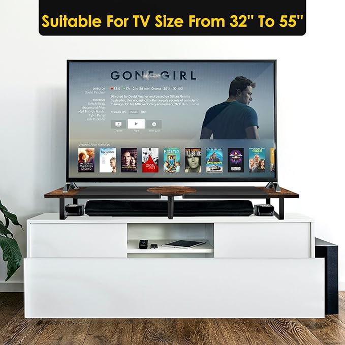 Dual-Monitor Stand for Desk - Large Adjustable Length and Angle Riser for 2 Monitors, Double Computer Desktop Organizer, Shelf for TV, Laptop, Printer
