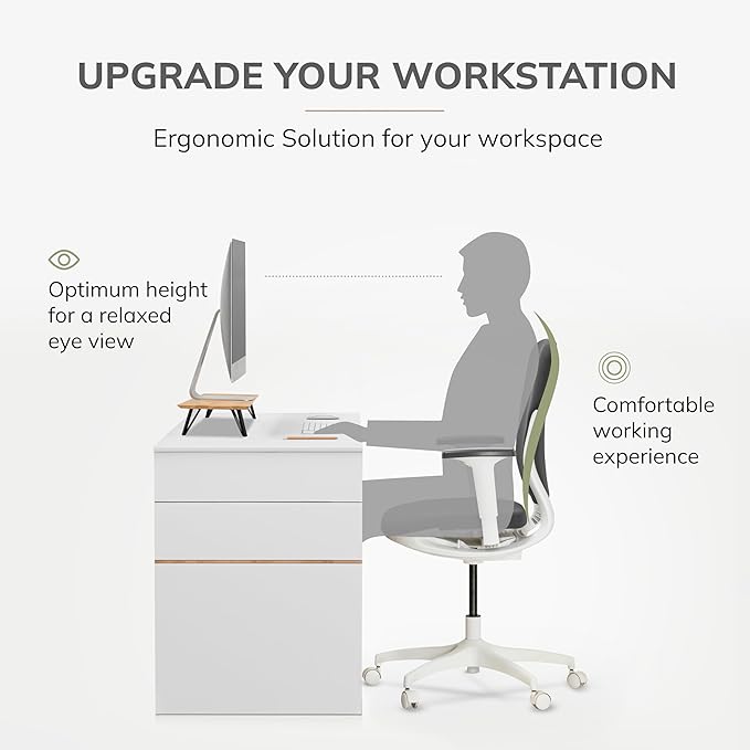 Anji Mountain Monitor Stand - Desktop Organizer & Laptop Riser, Ergonomic Monitor Riser, Space-Saving Monitor Stand for Desk, Durable Construction, Easy Assembly, Ideal for Home & Office,Natural