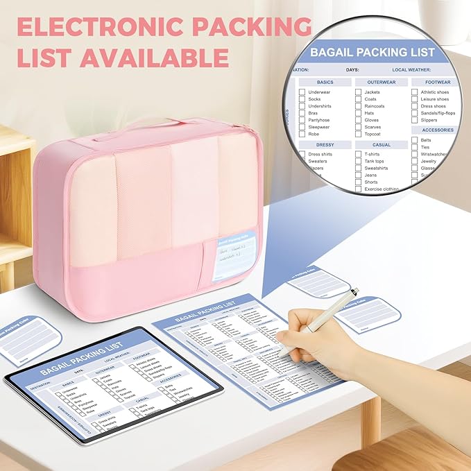 BAGAIL 9 Set Packing Cubes with Packing List Luggage Packing Organizers for Travel Accessories