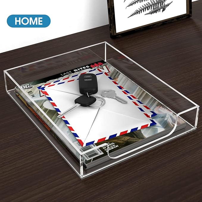 MaxGear Acrylic Letter Tray, Clear Desk Organizer for Papers, Documents, Magazines, Folders, Notebooks, and Stationery – Multi-Function File Tray and Desktop Organizer for Office, Home, and Workspace