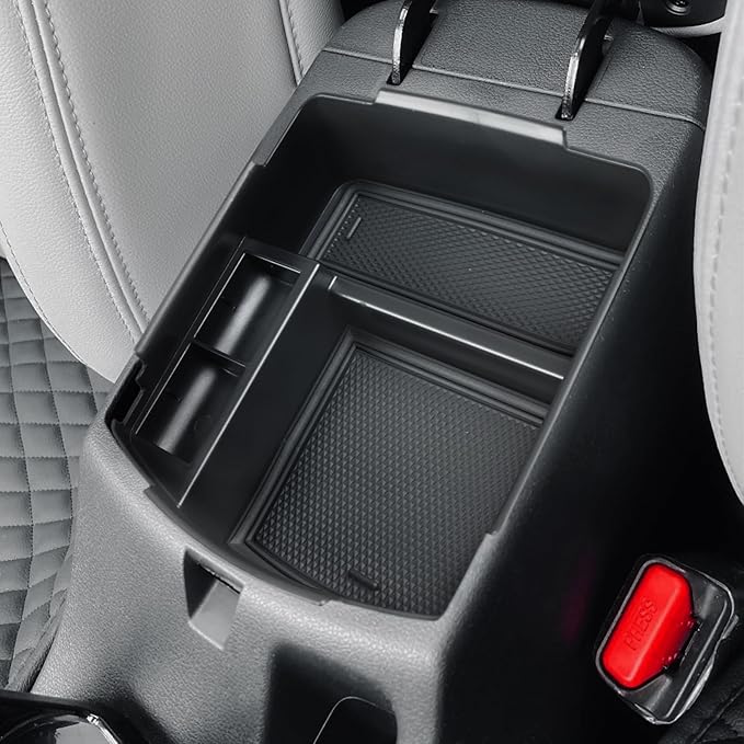HGWEI Center Console Tray Organizer Compatible with Kia Seltos 2020 2021 2022 2023 2024 2025 2026 Accessories, Middle Armrest Insert Container ABS Secondary Storage Box, Black