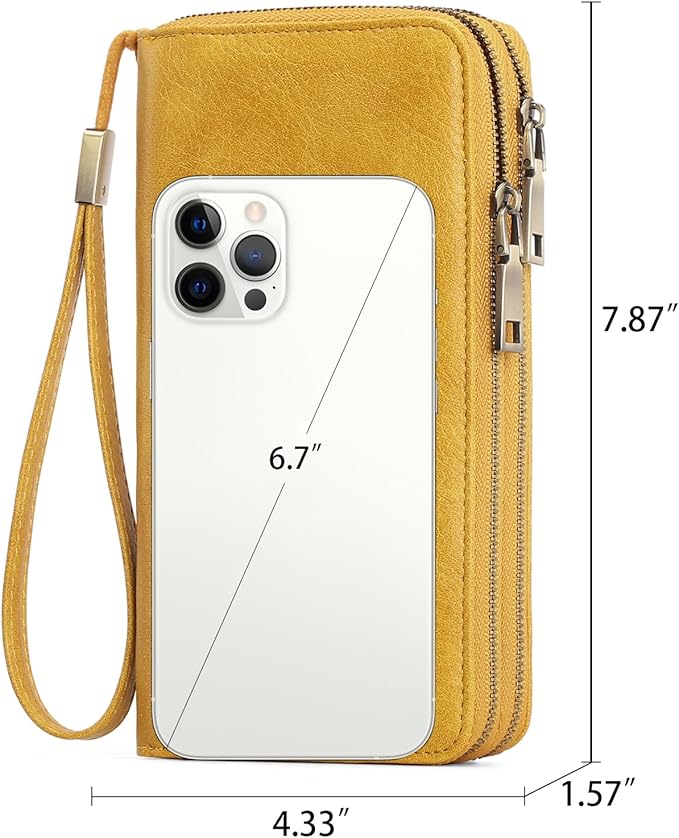 GAEKEAO Wallet for Women Clutch RFID Blocking Wristlet Leather Purse Large Capacity Credit Card Holder with Grip Hand Strap