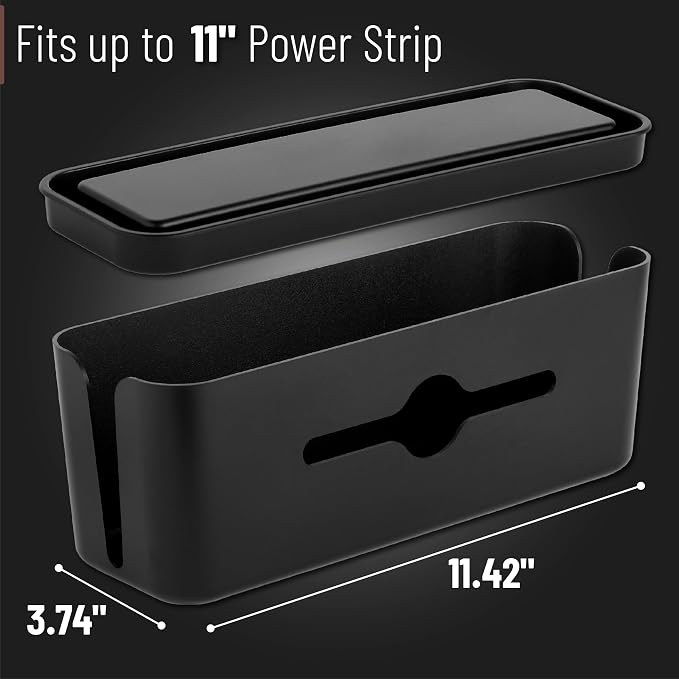 Bates- Cable Management Box, Small, Cable Organizer Box, Cord Organizer Box, Cable Box Organizer, Cord Management Box, Cord Hider Box, Cord Box for Wires on Floor, Power Strip Cover Box Baby Proof