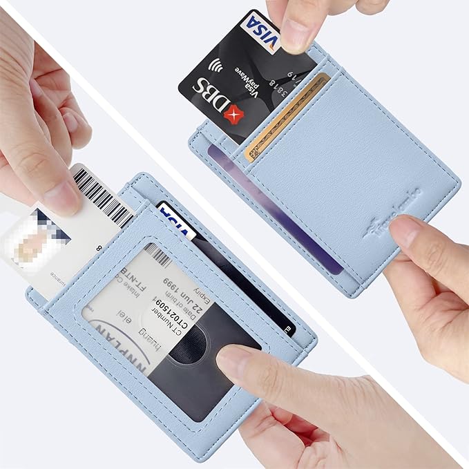 Travelambo Front Pocket Minimalist Leather Slim Wallet RFID Blocking Medium Size